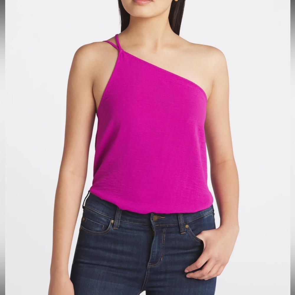 Heatherly Magenta Pink Lacey One Shoulder Bodysuit, XL